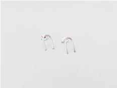 Sterling silver modern single arc rainbow stud earrings 