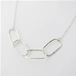 Sterling silver oval links necklace - Hammered loop chain