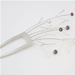 Modern bridal leaf hairpin in sterling silver with cultured pearls - Headdress