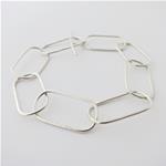 Hammered oval chain bracelet in sterling silver