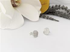 Star Dust Round Dome Stud Earrings in sterling silver