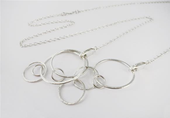Convertible chain necklace with circle pendant in sterling silver