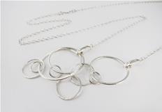 Convertible Chain Necklace with Circle Pendant in Sterling Silver - Two 16" chains - Removable Pendant