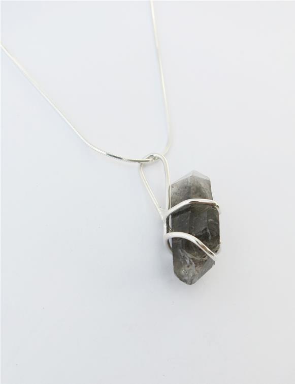 Sterling silver pendant with Tibetan Quartz raw crystal
