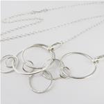 Convertible chain necklace with circle pendant in sterling silver - Two 16" chains - Removable pendant