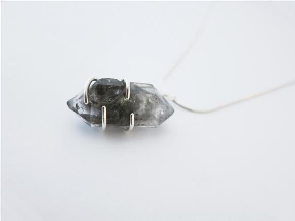 Sterling silver pendant with Tibetan Quartz raw crystal