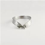 Double texture folded ring in sterling silver