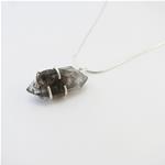 Sterling silver pendant with Tibetan Quartz raw crystal - Natural rough stone