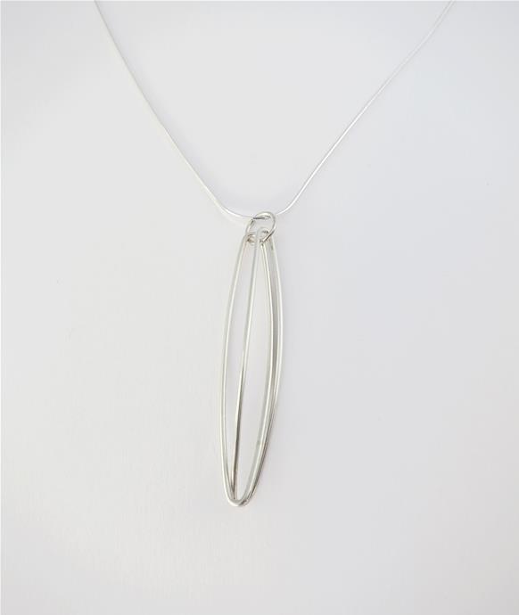 Sterling silver long oval pendant